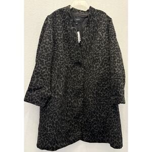 NWT Torrid Black and Grey Leopard Print Long Coat Women’s Plus 3X